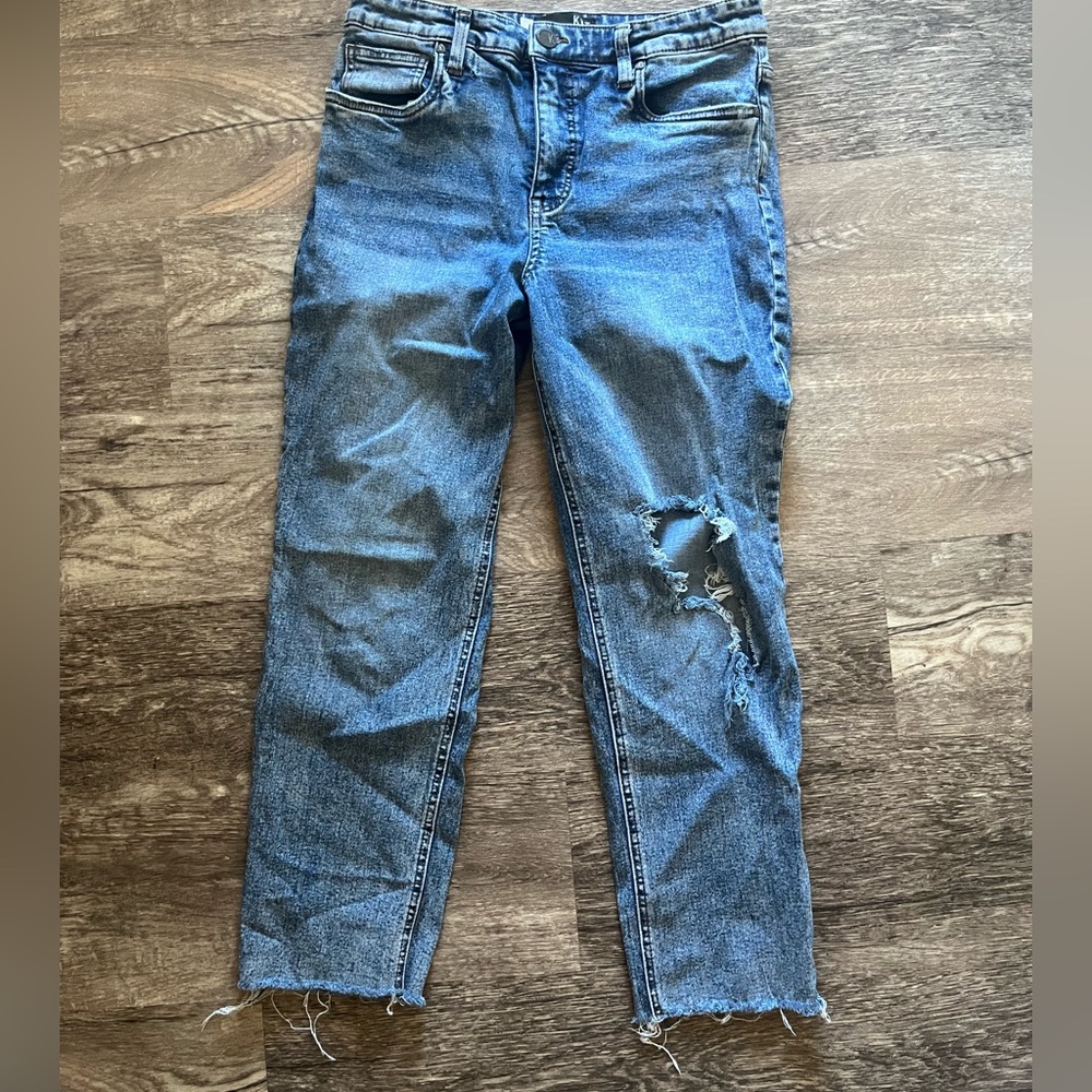 Kut from the Kloth Straight Leg Distressed Jeans - Blue